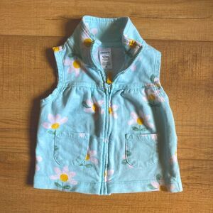 Carters 12 months green floral zip up vest adorable